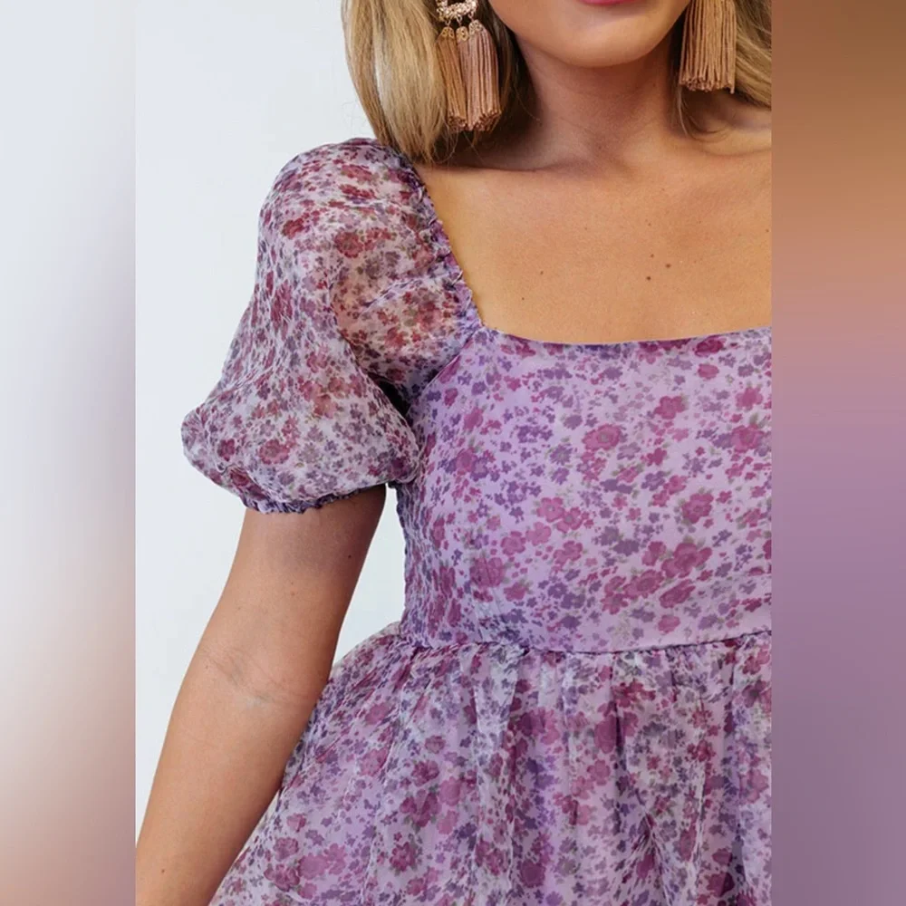 Sweet Stolen Moments Floral Babydoll Dress in Heirloom Lilac - Picture 2 of 10